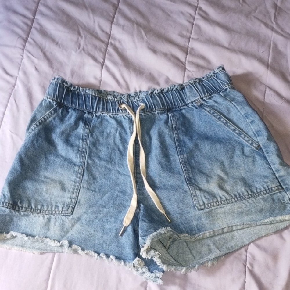 No Boundaries Light Blue Jean Shorts with Drawstring